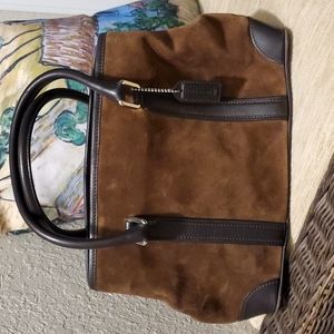 Coach Dark Brown Suede Top Handle Bag